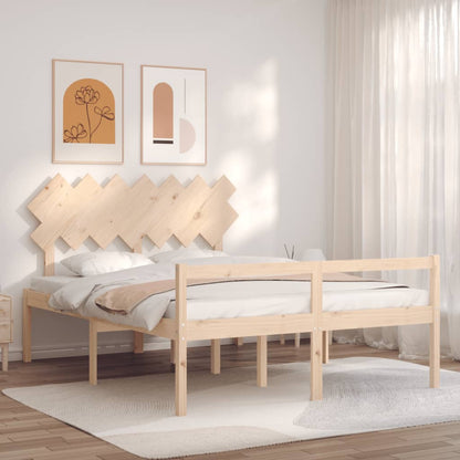 Estrutura de cama com cabeceira 140x190 cm madeira maciça