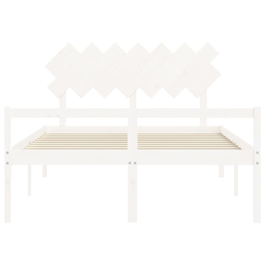 Estrutura de cama com cabeceira 140x190cm madeira maciça branco