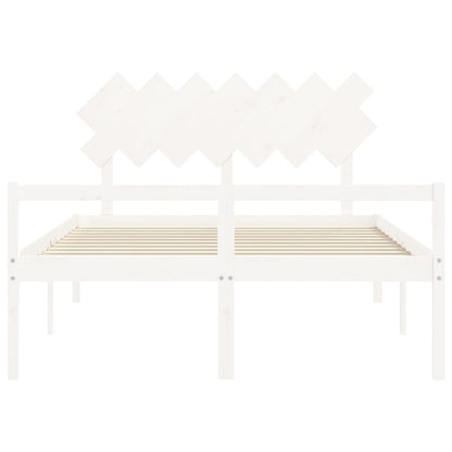 Estrutura de cama com cabeceira 140x190cm madeira maciça branco