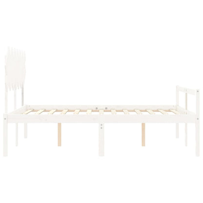 Estrutura de cama com cabeceira 140x190cm madeira maciça branco