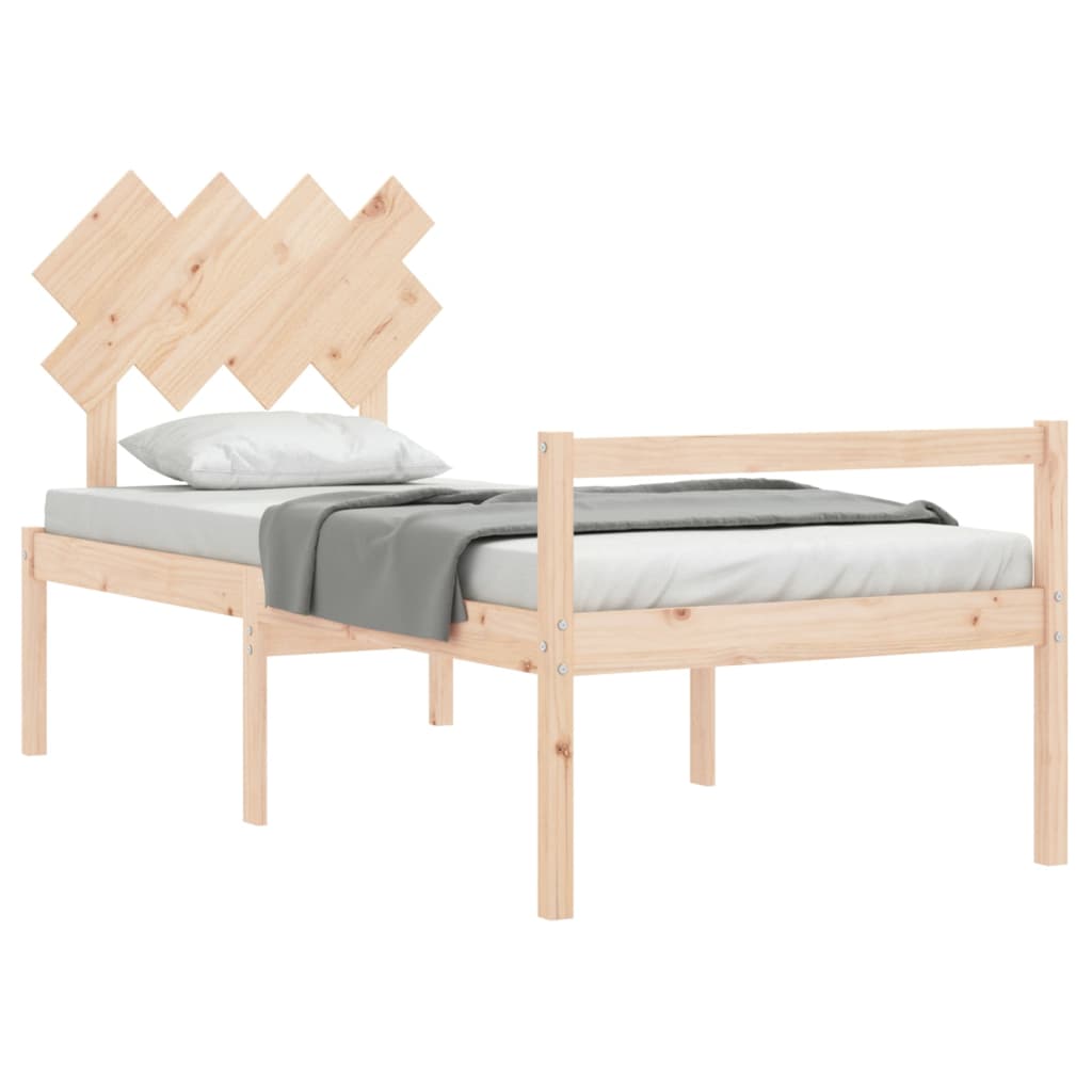 Cama para idosos com cabeceira 90x200 cm madeira maciça