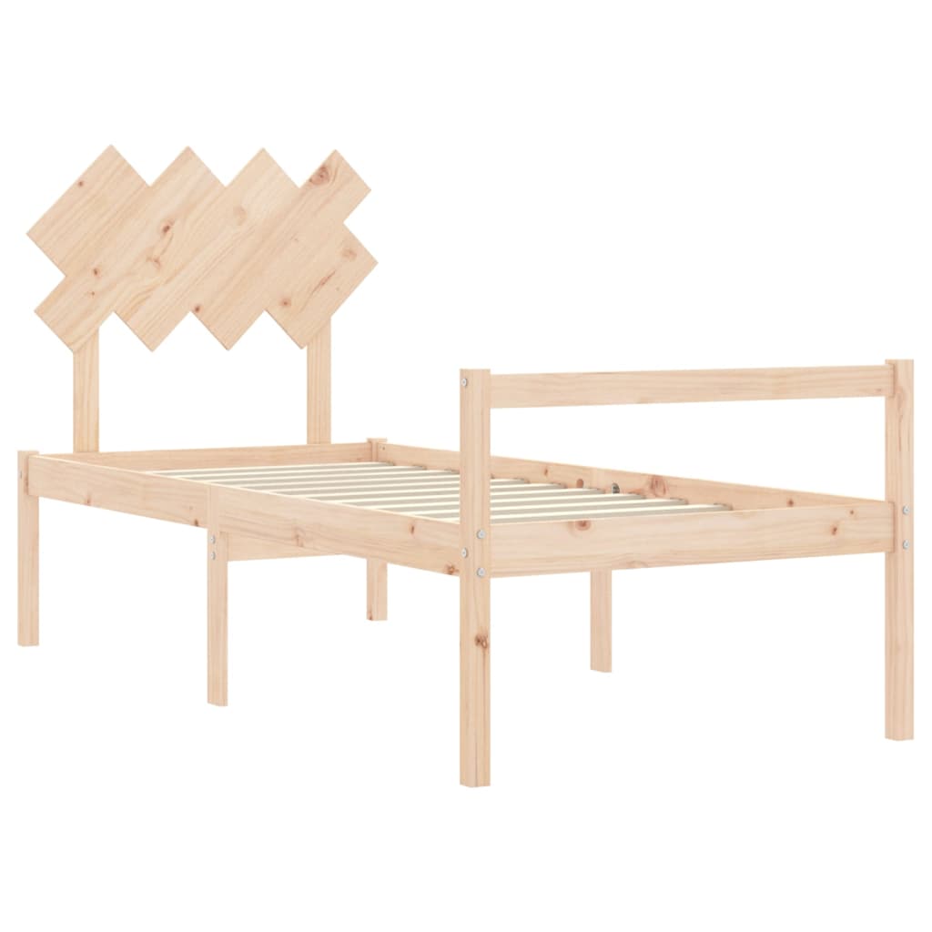 Cama para idosos com cabeceira 90x200 cm madeira maciça