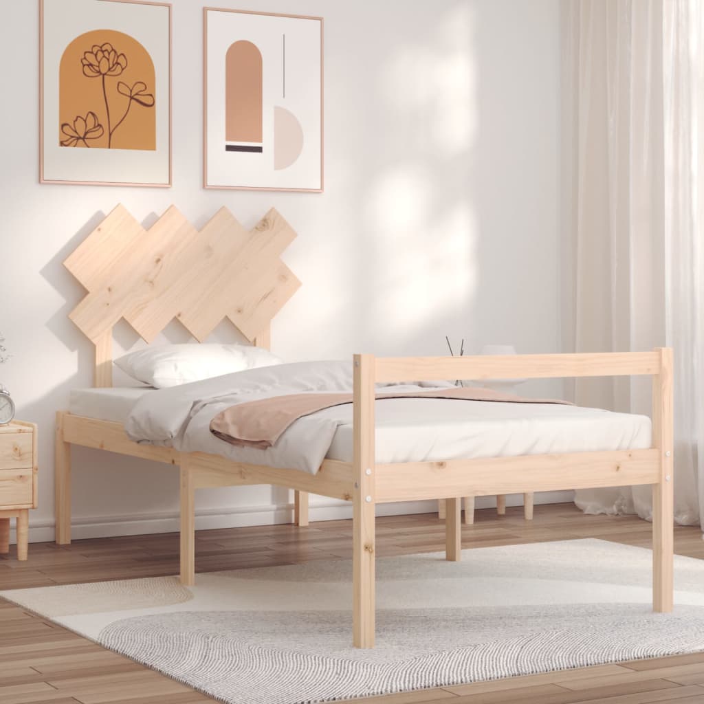 Cama para idosos com cabeceira 90x200 cm madeira maciça