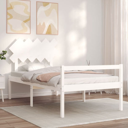 Estrutura de cama com cabeceira 100x200cm madeira maciça branco