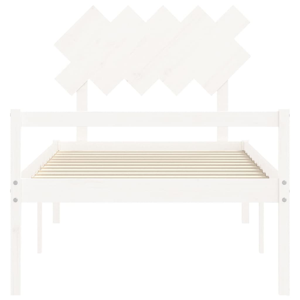 Estrutura de cama com cabeceira 100x200cm madeira maciça branco