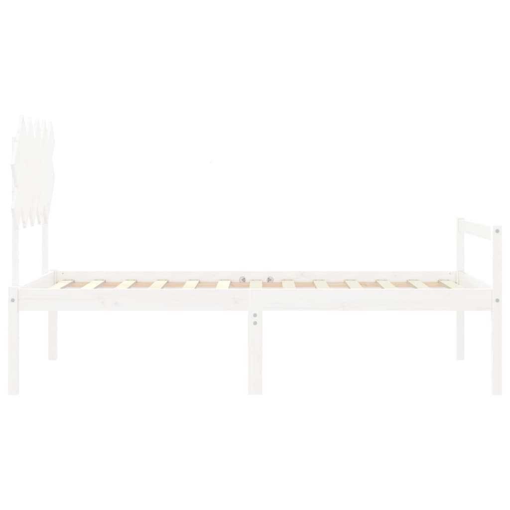 Estrutura de cama com cabeceira 100x200cm madeira maciça branco