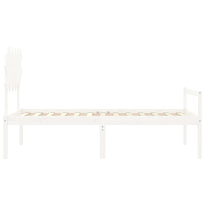 Estrutura de cama com cabeceira 100x200cm madeira maciça branco