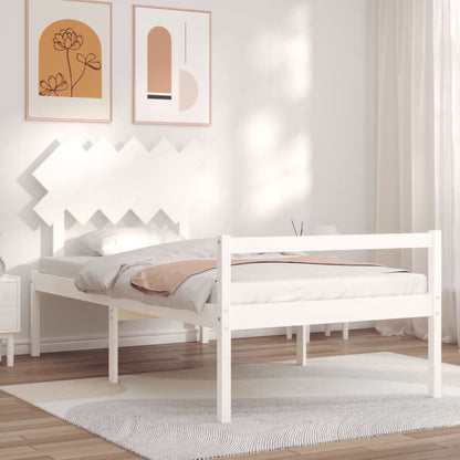 Estrutura de cama com cabeceira 100x200cm madeira maciça branco