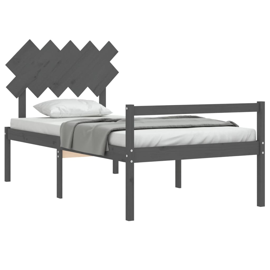 Estrutura de cama com cabeceira 100x200cm madeira maciça preto