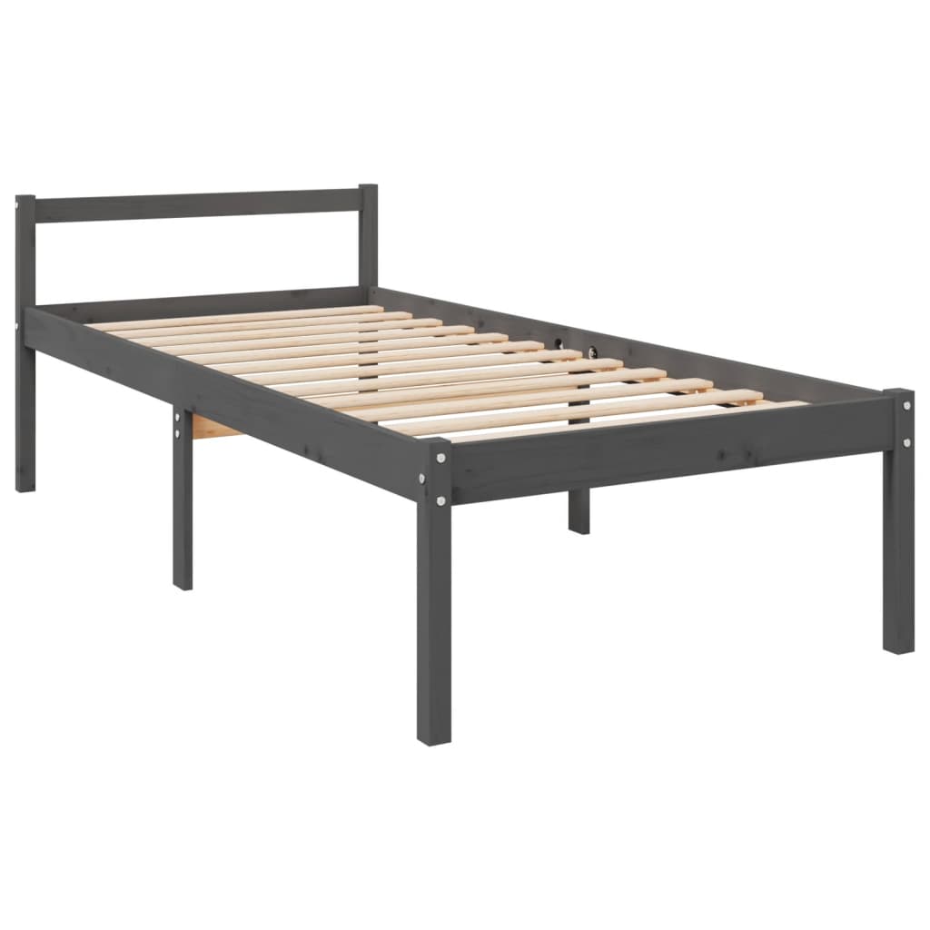 Estrutura de cama com cabeceira 100x200cm madeira maciça preto