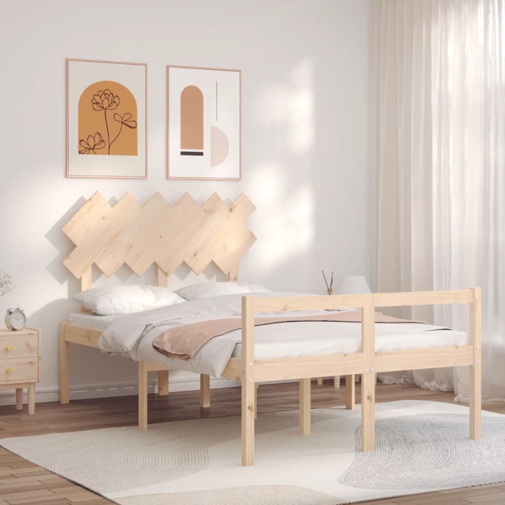 Estrutura de cama com cabeceira 120x200 cmmadeira maciça