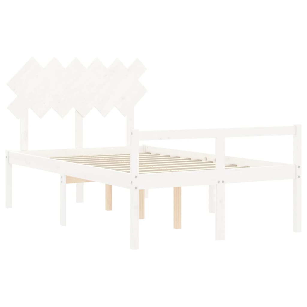 Estrutura de cama com cabeceira 120x200cm madeira maciça branco