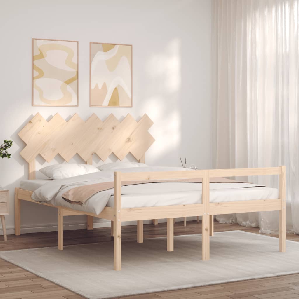 Estrutura de cama com cabeceira 140x200 cm madeira maciça