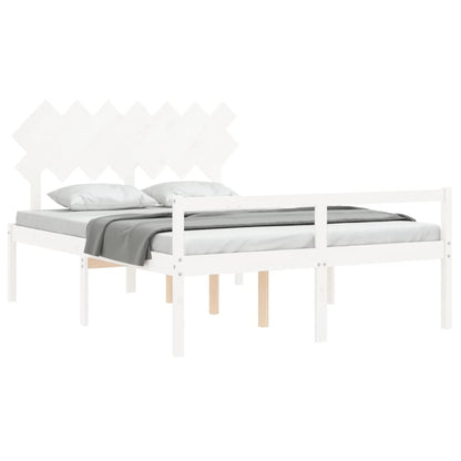 Estrutura de cama com cabeceira 140x200cm madeira maciça branco