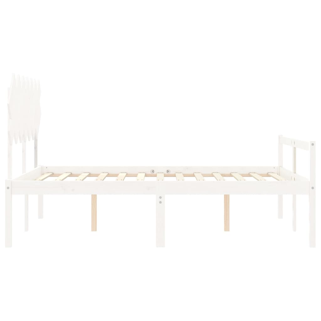 Estrutura de cama com cabeceira 140x200cm madeira maciça branco