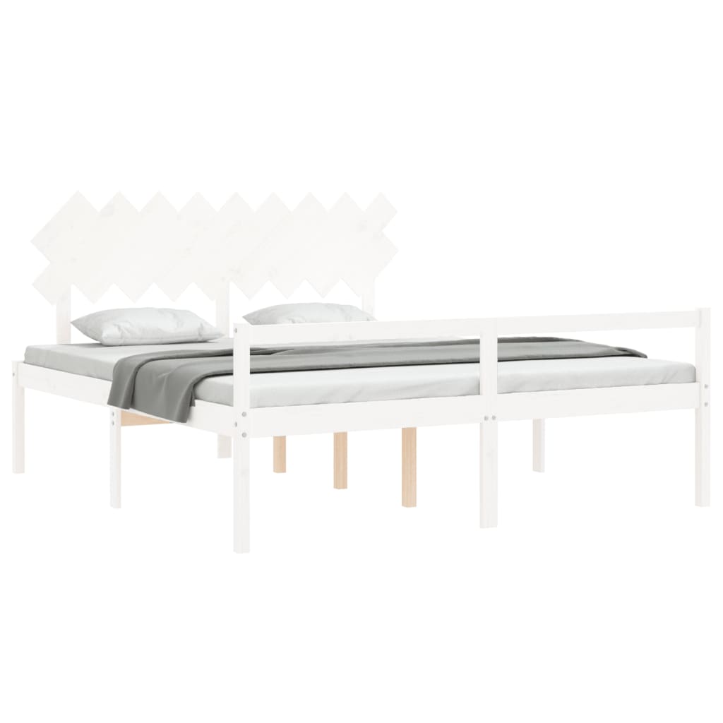 Estrutura cama Super King Size c/ cabeceira madeira branco