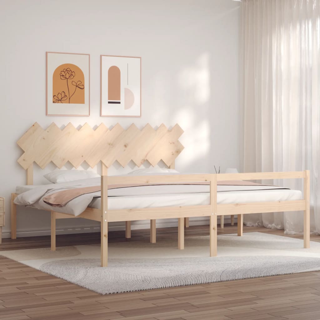 Estrutura de cama com cabeceira 200x200 cm madeira maciça