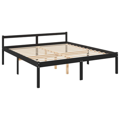 Estrutura de cama com cabeceira 200x200 cm madeira maciça preto