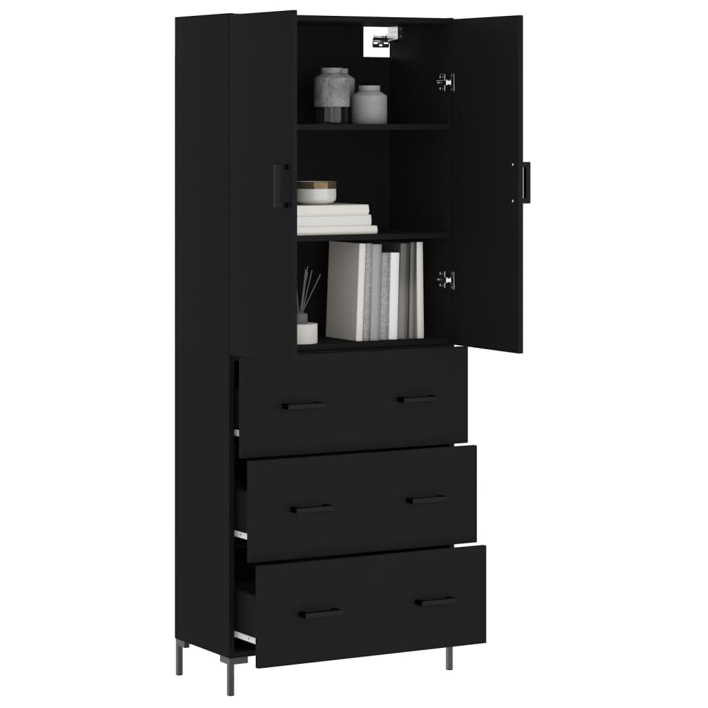 Armário Alto Ella de 180 cm - Preto - Design Moderno