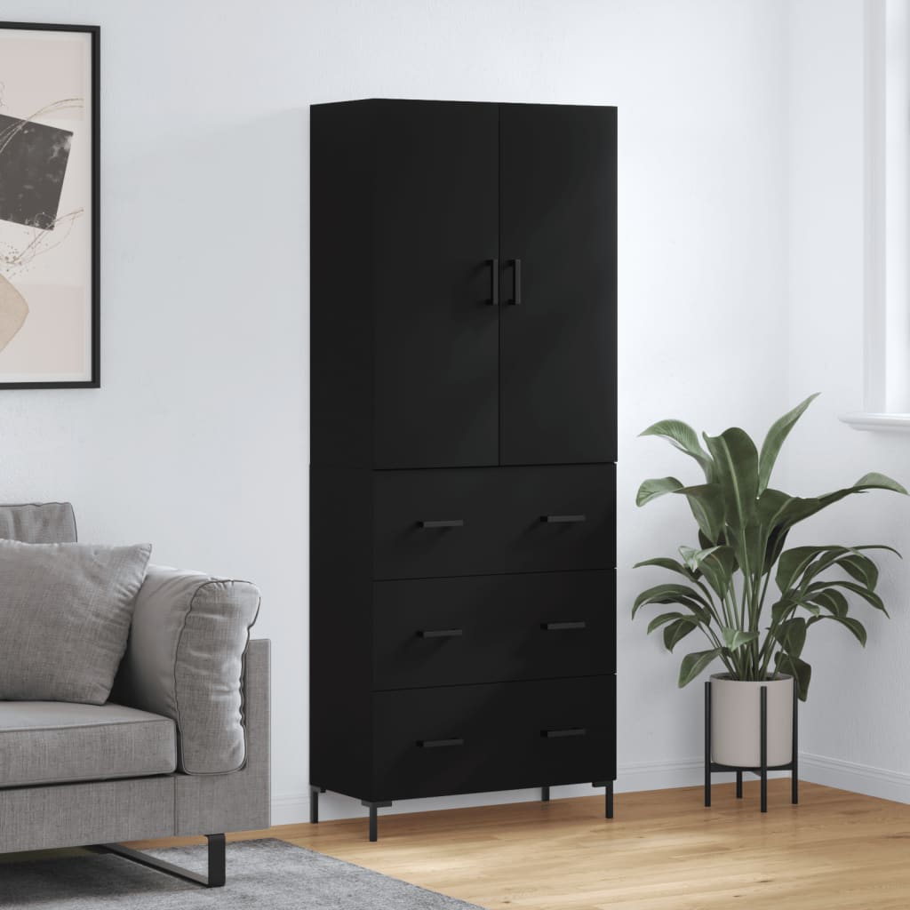 Armário Alto Ella de 180 cm - Preto - Design Moderno