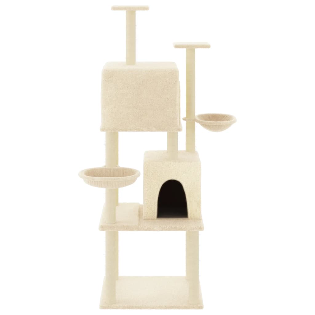 Árvore para gatos c/ postes arranhadores sisal 180 cm cor creme