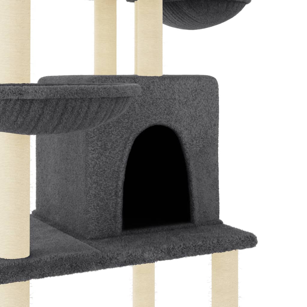 Árvore p/ gatos c/ postes arranhadores sisal 180cm cinza-escuro