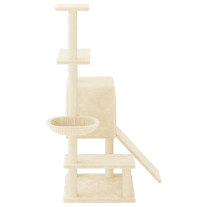 Árvore para gatos c/ postes arranhadores sisal 130,5 cm creme