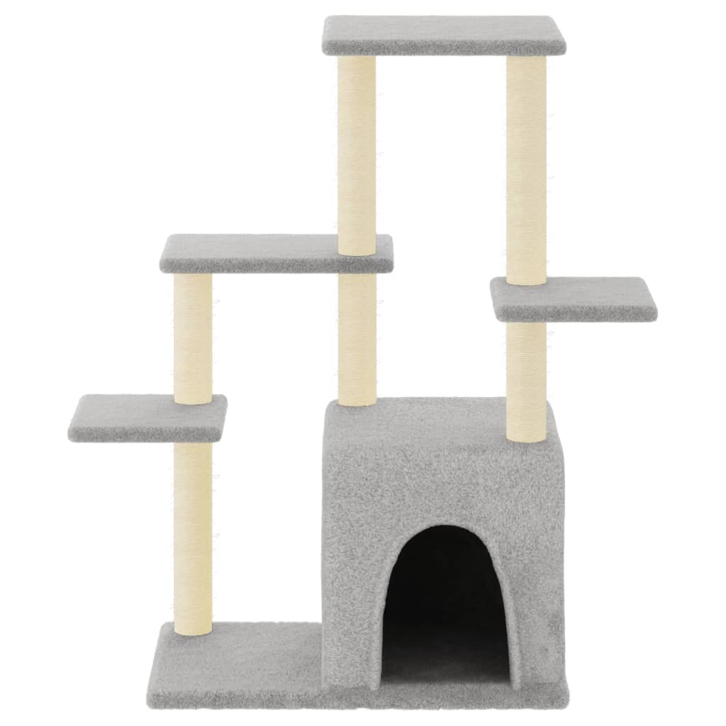 Árvore p/ gatos c/ postes arranhadores sisal 97,5cm cinza-claro