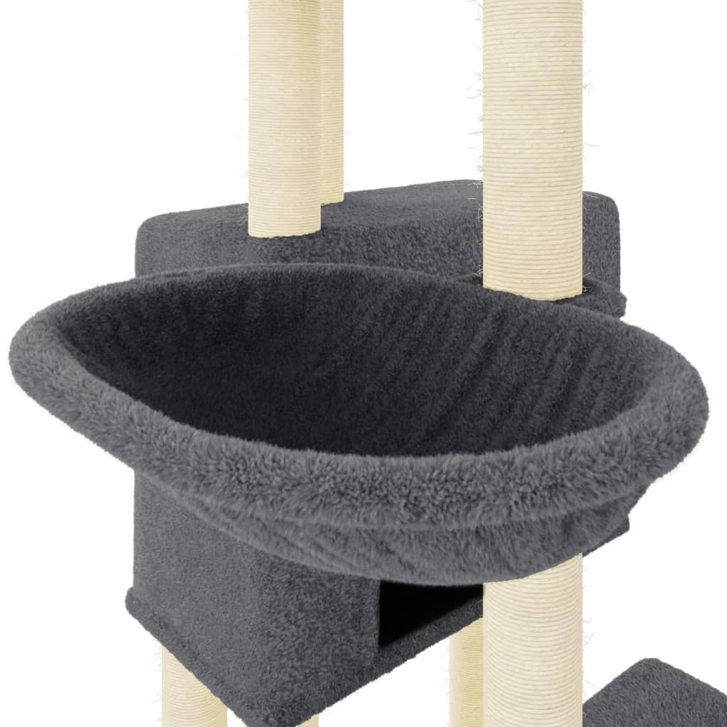 Árvore p/ gatos c/ postes arranhadores sisal 122cm cinza-escuro