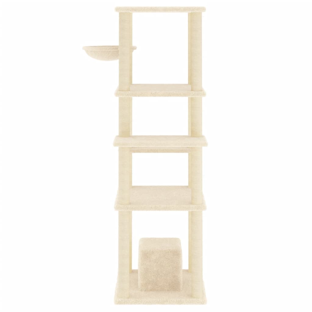 Árvore para gatos c/ postes arranhadores sisal 154 cm cor creme