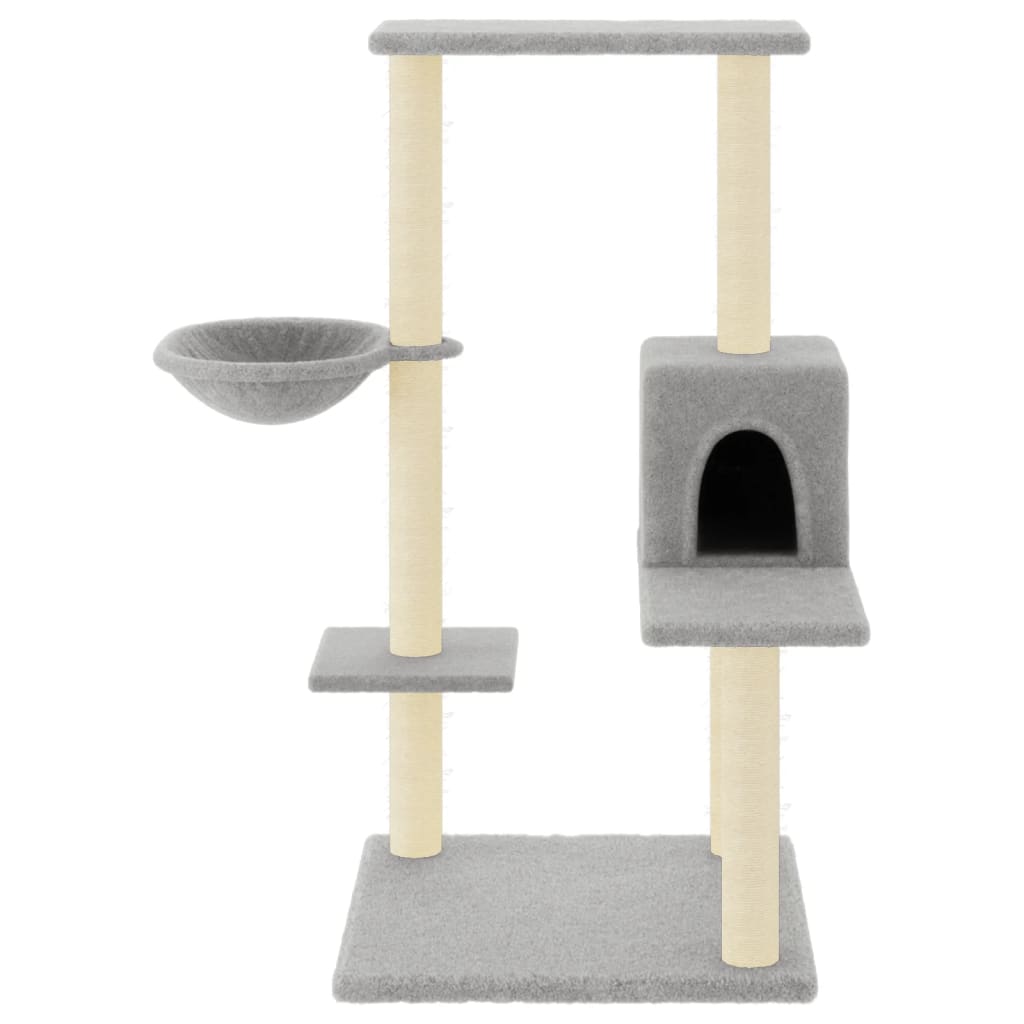 Árvore p/ gatos c/ postes arranhadores sisal 95 cm cinza-claro