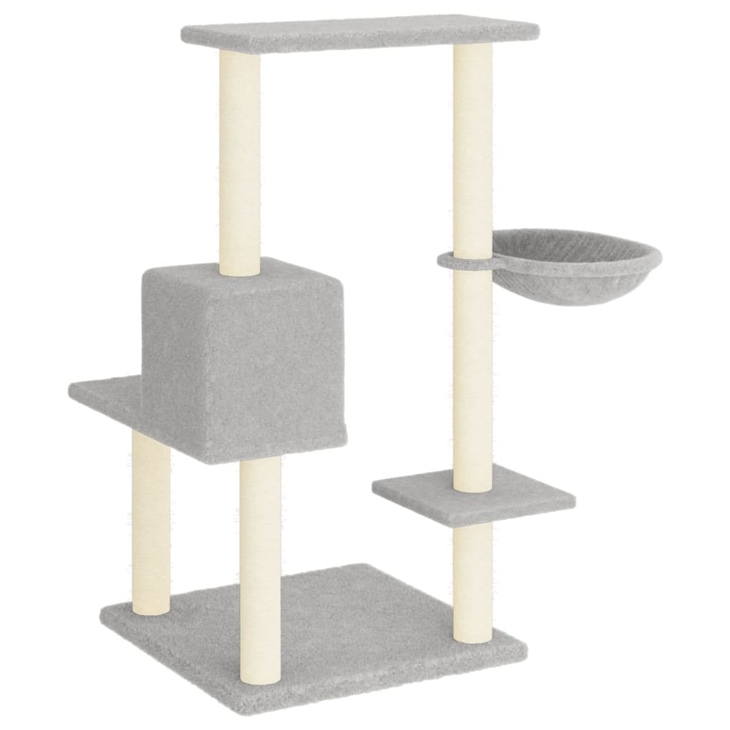 Árvore p/ gatos c/ postes arranhadores sisal 95 cm cinza-claro