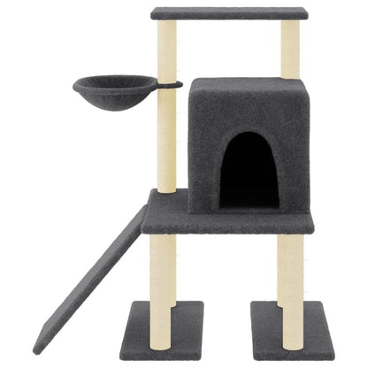 Árvore gatos c/ postes arranhadores sisal 96,5 cm cinza-escuro