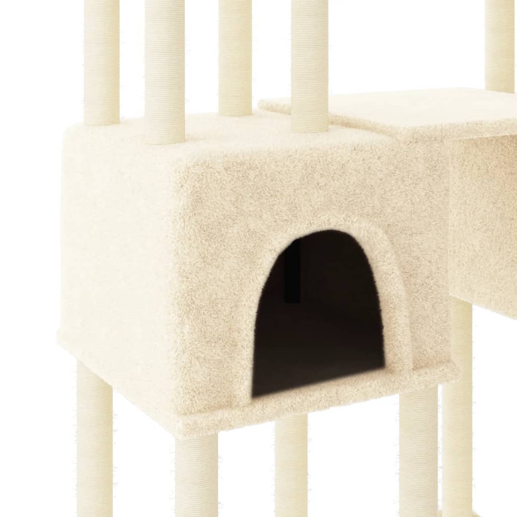 Árvore para gatos c/ postes arranhadores sisal 199 cm cor creme