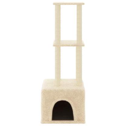 Árvore para gatos c/ postes arranhadores sisal 133,5 cm creme