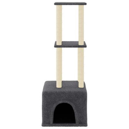 Árvore gatos c/ postes arranhadores sisal 133,5 cm cinza-escuro