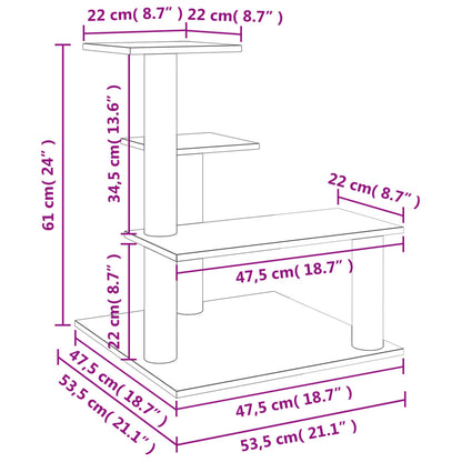 Árvore p/ gatos c/ postes arranhadores sisal 61 cm cinza-claro