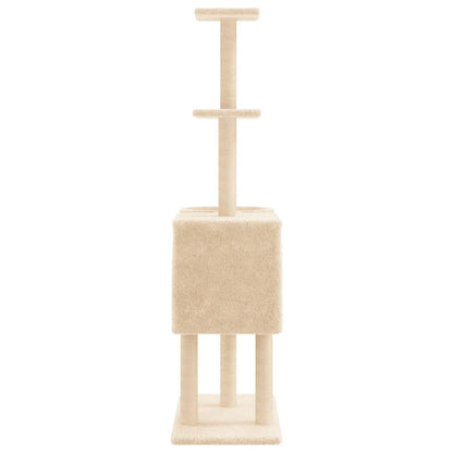 Árvore para gatos c/ postes arranhadores sisal 145 cm cor creme