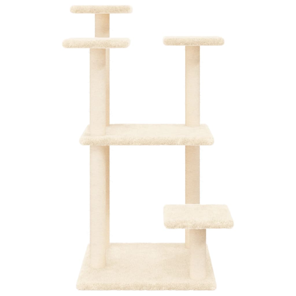 Postes arranhadores para gatos com plataformas 98,5 cm creme