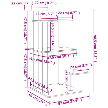 Postes arranhadores para gatos com plataformas 98,5 cm creme