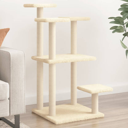 Postes arranhadores para gatos com plataformas 98,5 cm creme