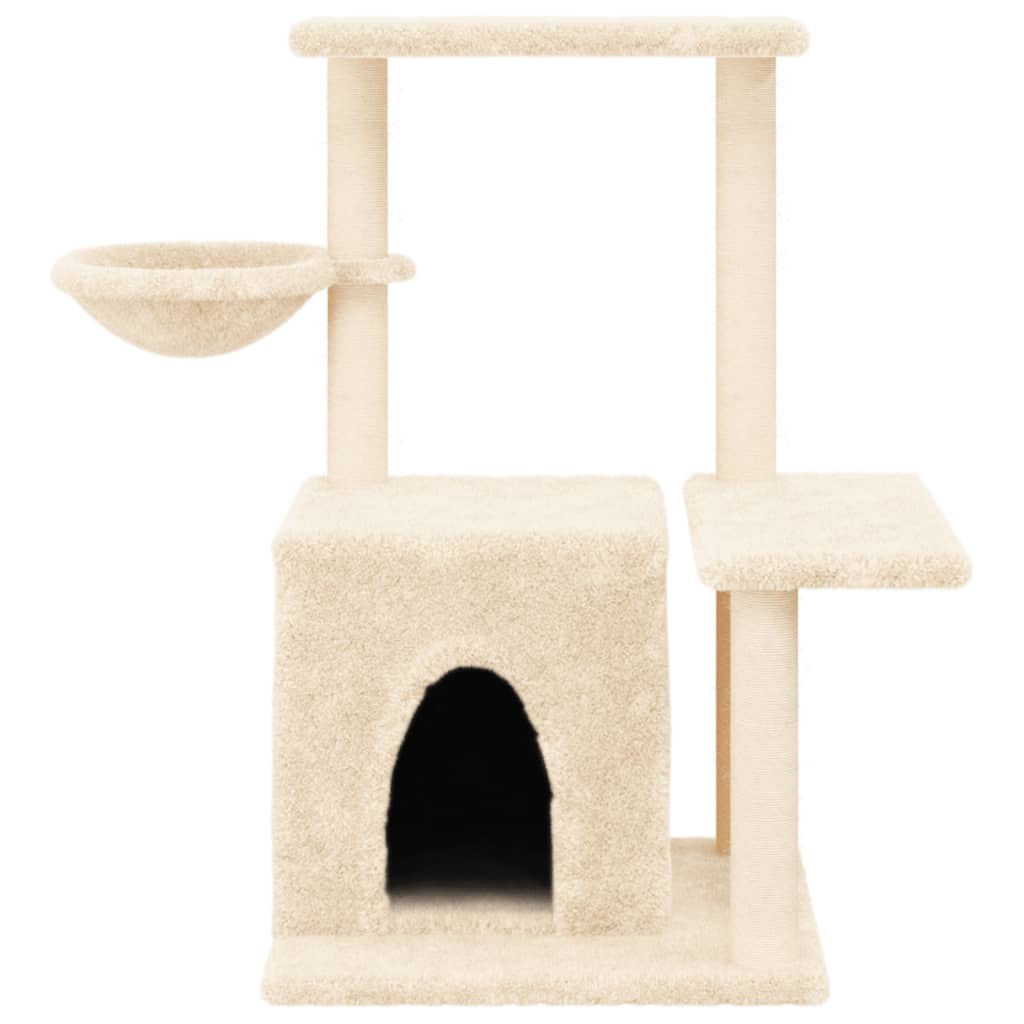 Árvore para gatos c/ postes arranhadores sisal 83 cm cor creme