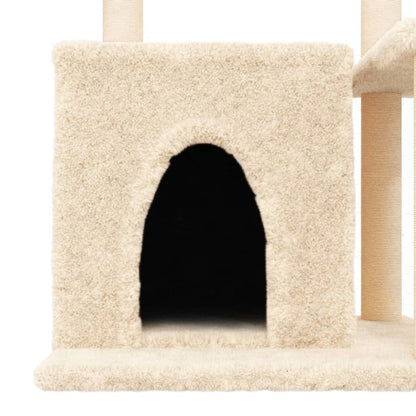 Árvore para gatos c/ postes arranhadores sisal 83 cm cor creme