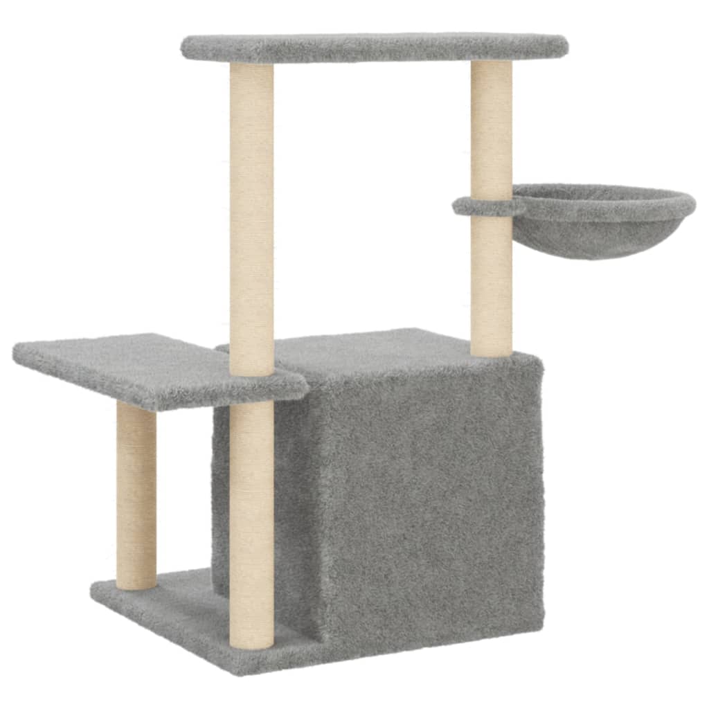 Árvore p/ gatos c/ postes arranhadores sisal 83 cm cinza-claro