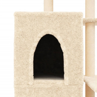 Árvore p/ gatos c/ postes arranhadores sisal 97 cm cor creme