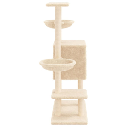 Árvore para gatos c/ postes arranhadores sisal 117 cm cor creme