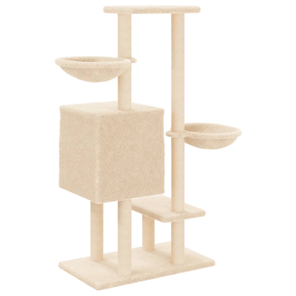 Árvore para gatos c/ postes arranhadores sisal 117 cm cor creme