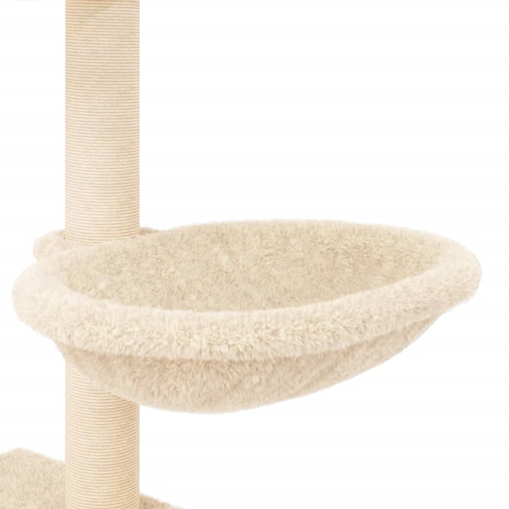 Árvore para gatos c/ postes arranhadores sisal 117 cm cor creme