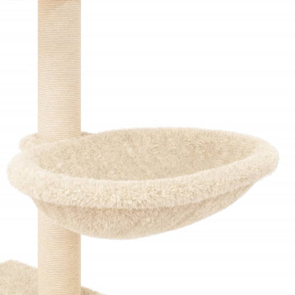 Árvore para gatos c/ postes arranhadores sisal 117 cm cor creme