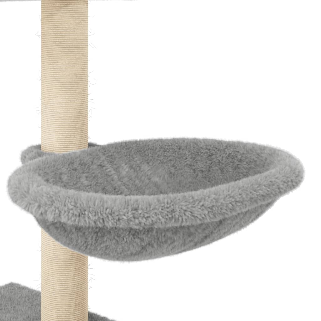 Árvore p/ gatos c/ postes arranhadores sisal 117 cm cinza-claro